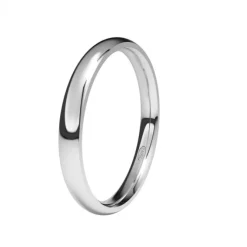 Alianza de Boda "Almendrada" de Oro Blanco Brillo 18 Quilates 2.5 mm