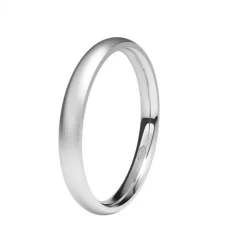Alianza de Boda "Almendrada" de Oro Blanco Satinado 18 Quilates 2.5 mm
