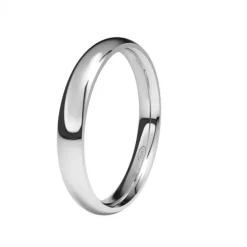 Alianza de Boda "Almendrada" de Oro Blanco Brillo 18 Quilates 3 mm