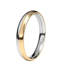 Alianza de Boda "Bicolor" de Oro Blanco y Oro Rosa Brillo 18 Quilates 3 mm