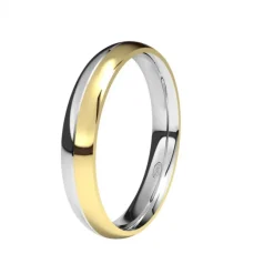 Alianza de Boda "Bicolor" de Oro Blanco y Oro Amarillo Brillo 18 Quilates 3.5 mm
