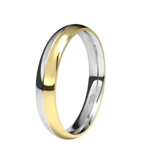 Alianza de Boda "Bicolor" de Oro Blanco y Oro Amarillo Brillo 18 Quilates 3.5 mm