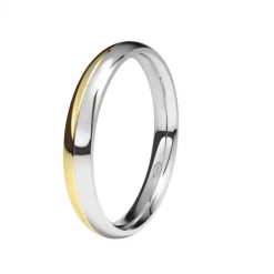 Alianza de Boda "Bicolor" de Oro Amarillo y Oro Blanco Brillo 18 Quilates 3 mm