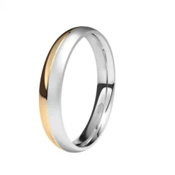 Alianza de Boda "Bicolor" de Oro Rosa Brillo y Oro Blanco Satinado 18 Quilates 3.5 mm