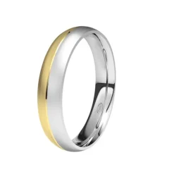 Alianza de Boda "Bicolor" de Oro Amarillo y Oro Blanco Satinado 18 Quilates 4 mm