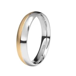 Alianza de Boda "Bicolor" de Oro Rosa Satinado y Oro Blanco Brillo 18 Quilates 4 mm