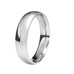 Alianza de Boda "Bicolor" de Oro Blanco Brillo y Satinado 18 Quilates 4.5 mm