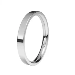 Alianza de Boda "Forma D" de Oro Blanco Brillo 18 Quilates 2.5 mm