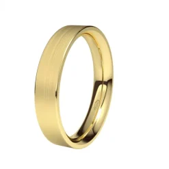 Alianza de Boda "Forma D" de Oro Amarillo Satinado 18 Quilates 4 mm