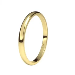 Alianza de Boda "Media Caña" de Oro Amarillo Brillo 18 Quilates 2 mm