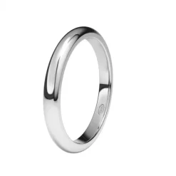 Alianza de Boda "Media Caña" de Oro Blanco Brillo 18 Quilates 2.5 mm
