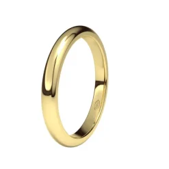 Alianza de Boda "Media Caña" de Oro Amarillo Brillo 18 Quilates 2.5 mm