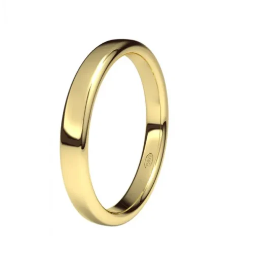 Alianza de Boda "Oval" de Oro Amarillo Brillo 18 Quilates 3 mm