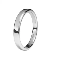 Alianza de Boda "Oval" de Oro Blanco Brillo 18 Quilates 3 mm