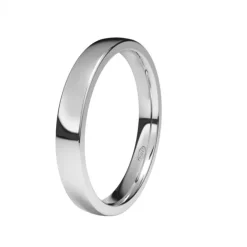 Alianza de Boda "Plana" de Oro Blanco Brillo 18 Quilates 3 mm