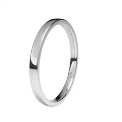 Alianza de Boda "Plana" de Oro Blanco Brillo 18 Quilates 2 mm