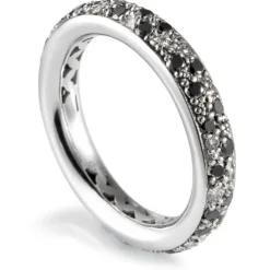 Alianza de oro blanco con diamantes blancos y negros