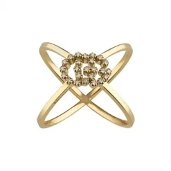 Anillo en forma de X GG Running con diamantes Oro Amarillo | Chocron Joyeros