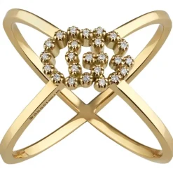 Anillo en forma de X GG Running con diamantes Oro Amarillo | Chocron Joyeros