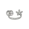 Anillo Gucci de flor y Doble G con diamantes Oro Blanco | Chocron Joyeros