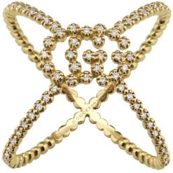 Anillo Gucci diamantes GG Running en forma de X | Chocron Joyeros
