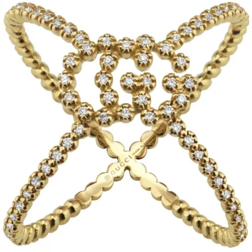 Anillo Gucci diamantes GG Running en forma de X | Chocron Joyeros