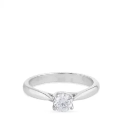 Anillo Solitario de oro blanco de 0,35 quilates engastado en 4 garras