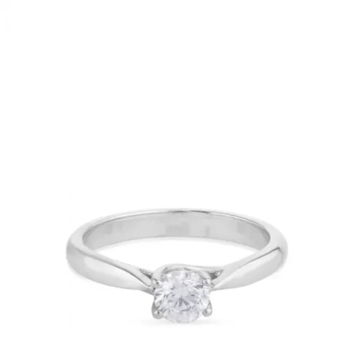 Anillo Solitario de oro blanco de 0,35 quilates engastado en 4 garras