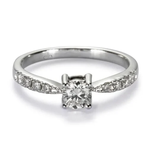 Anillo-compromiso-solitario-oro-blanco-diamantes | Chocrón Joyeros