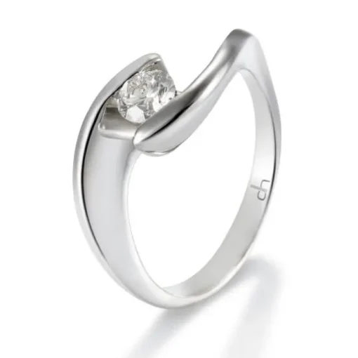 Anillo-compromiso-solitario-oro-blanco-diamantes | Chocrón Joyeros