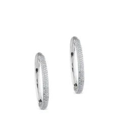 Aros de oro blanco con pavé de diamantes (4cm)