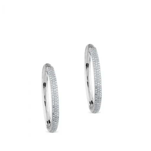 Aros de oro blanco con pavé de diamantes (4cm)