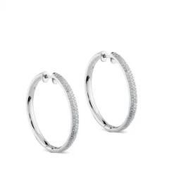 Aros de oro blanco con pavé de diamantes (4cm)