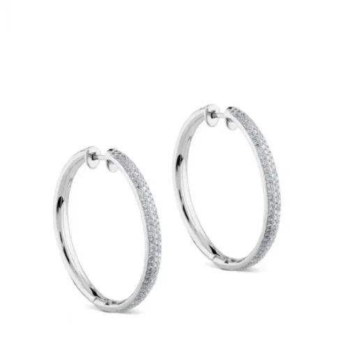 Aros de oro blanco con pavé de diamantes (4cm)