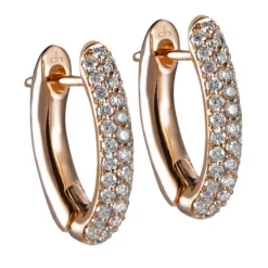 Aros de oro rosa con pavé de diamantes