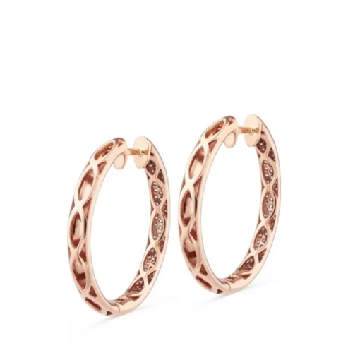 Aros de oro rosa con pavé de diamantes (3cm)