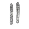 Aros finos ovales de oro blanco con diamantes