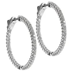 Aros grandes de oro blanco con diamantes talla brillante