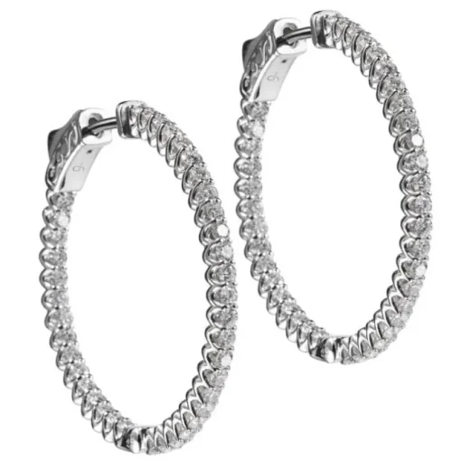 Aros grandes de oro blanco con diamantes talla brillante