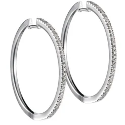 Aros grandes de oro blanco con diamantes talla brillante