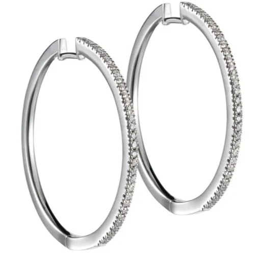 Aros grandes de oro blanco con diamantes talla brillante
