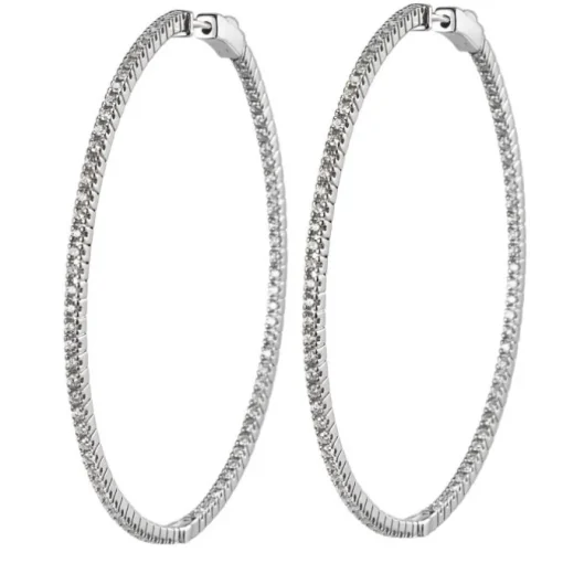Aros grandes de oro blanco con diamantes