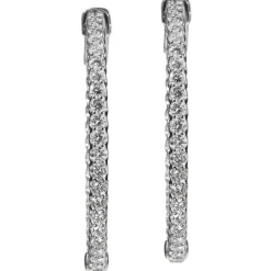 Aros grandes de oro blanco con diamantes talla brillante