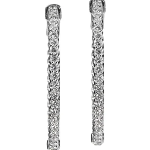 Aros grandes de oro blanco con diamantes talla brillante