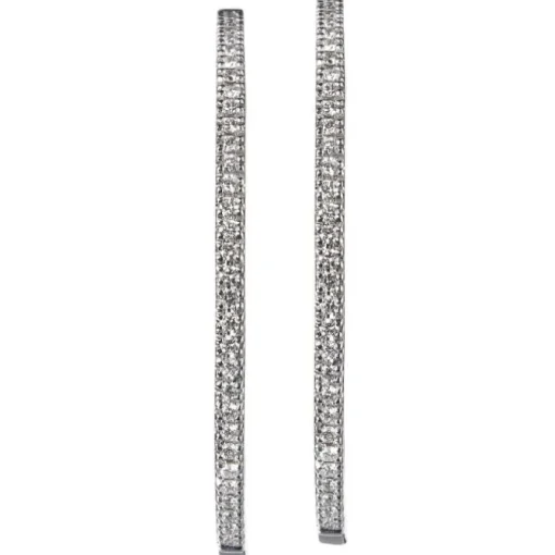 Aros grandes de oro blanco con diamantes talla brillante