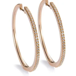 Aros grandes de oro rosa con diamantes talla brillante