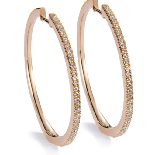 Aros grandes de oro rosa con diamantes talla brillante