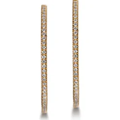 Aros grandes de oro rosa con diamantes talla brillante