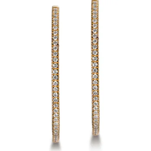 Aros grandes de oro rosa con diamantes talla brillante