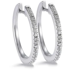 Aros medianos de oro blanco con diamantes talla brillante